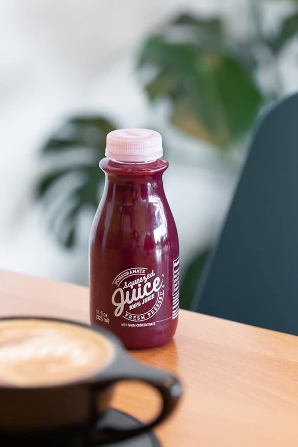 Squeezed Juice 100% Pomegranate Juice 11 FL OZ 6 Pack Bottles | HPP Pasteurized | Not from Concentrate | Fresh Pressed | California Fruit Juice | Kosher