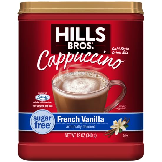 Hills Bros Cappuccino Sugar Free Double Mocha &amp French Vanilla 12OZ (3ea) (Variety Pack)