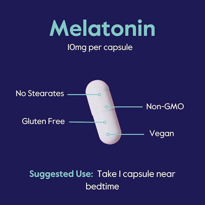BESTVITE Melatonin 10 mg - 360 Veg Caps - No Stearates - No Sucralose No Dextrose No Silicon Dioxide No Mannitol - Vegan - Non-GMO - Gluten-Free - Sleep Aid to Support Rest &amp Wake Cycles