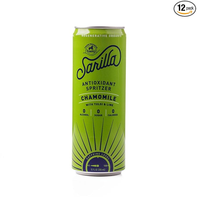 Sarilla Nonalcoholic Herbal Spritzer Chamomile Lime with Adaptogens Unsweetened 12-Pack