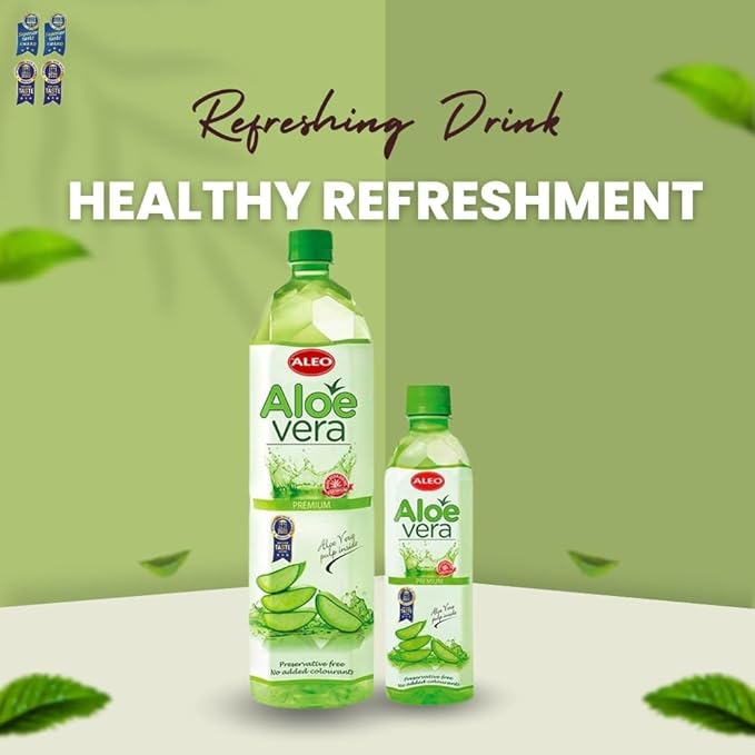 ALEO 1.5L x 12 Premium Aloe Vera Drink - Natural No Preservatives No Artificial Colors Superior Taste Award 2025