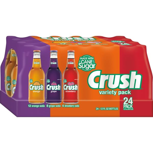 Crush Soda Variety Pack 12 oz Glass Bottles (Pack of 24)
