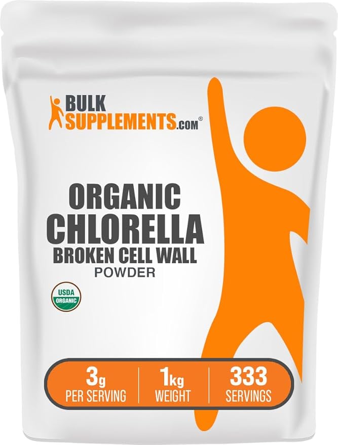 BulkSupplements.com Organic Chlorella Powder - Broken Cell Wall Green Superfood Powder Chlorella Supplement - Gluten Free 3g per Serving 1kg (2.2 lbs) (Pack of 1)