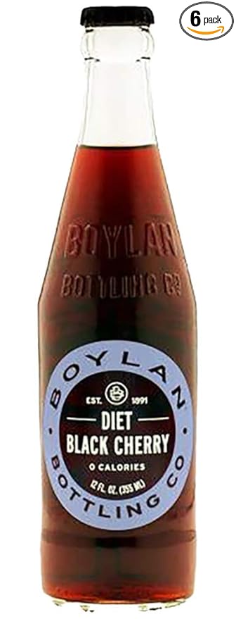 Boylan Diet Black Cherry Soda - 12 oz (6 Glass Bottles)