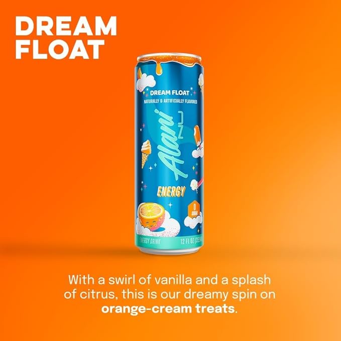 New Alani Energy Drinks Lime Slush Dream Float Hawaian Shaved Ice Variety Pack Sugar-Free Low-Calorie 200mg Caffeine Energy Boost Drink 12 fl oz (Pack of 6)