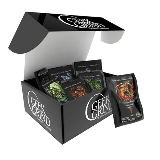 Geek Grind Whole Bean Coffee 7 Roasts Sampler Gift Box