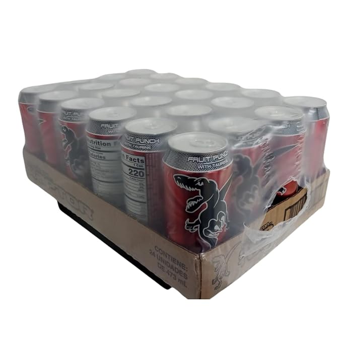 Raptor Energy Drink with Sparkling Fruit Punch Flavor Beverage 16 Oz (24 Pack)