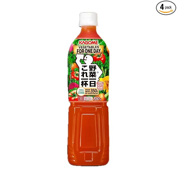 Kagome YASAI ICHINICHI KORE IPPON Vegetables For One Day Juice 720ml (Pack of 4) No Added Sugar Preservatives Free No Added Salt No Colorings Mixed Vegetable Juice from Japan MADE IN JAPAN Limi