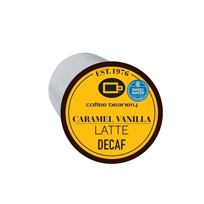 Caramel Vanilla Latte Decaf Coffee Pods by Coffee Beanery | 12ct Medium Roast Arbica Coffee