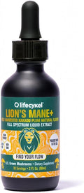 Lifecykel Lion's Mane Mushroom Extract w/Kakadu Plum- Memory Focus Clarity REM Sleep-100% Organic Mushrooms Brain Booster Nootropic Brain Supplement Focus Supplement Made in US 2 Fl oz (30 Servings)