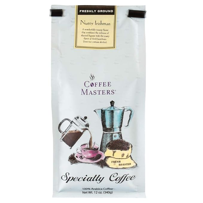 Coffee Masters Flavored Coffee Nutty Irishman Ground 12-Ounce Bags (Pack of 4)