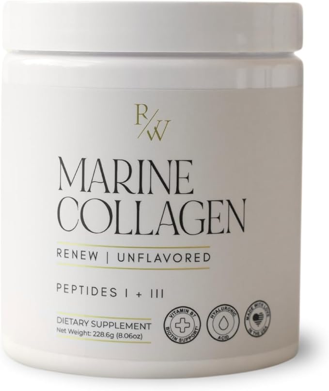 Renew Marine Collagen Powder + Biotin &amp Hyaluronic Acid for Better Hair Skin &amp Nails Unflavored - 20 Scoops 8oz