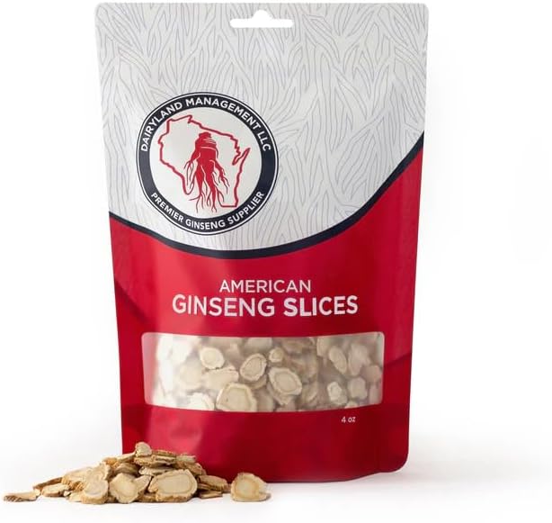 Dairyland American Ginseng Slices - 4 oz Pack Wisconsin Ginseng Slices – Certified Something Special from Wisconsin - Non-GMO Gluten Free Sliced Root - Herbal Supplement in Soup Tea Congee