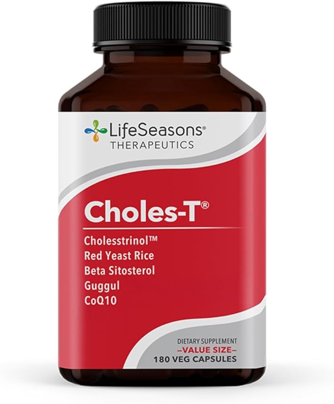 LifeSeasons Choles-T - Cholesterol Support Supplement - Red Yeast Rice CoQ10 Guggul &amp Phytosterols - 180 Capsules