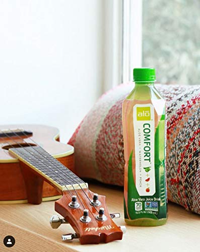 Alo Comfort Watermelon and Peach Aloe Vera Juice Drink 16.9 Fluid Ounce - 12 per case.