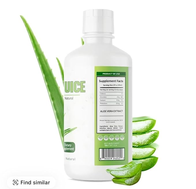 Aloe Vera Juice (UnFlavored) 32 Oz (960ml) - 100% Natural Jugo de Sabila 99.5% Purified Aloe Vera Leaf Juice from Concentrate Unflavored - MADE IN USA