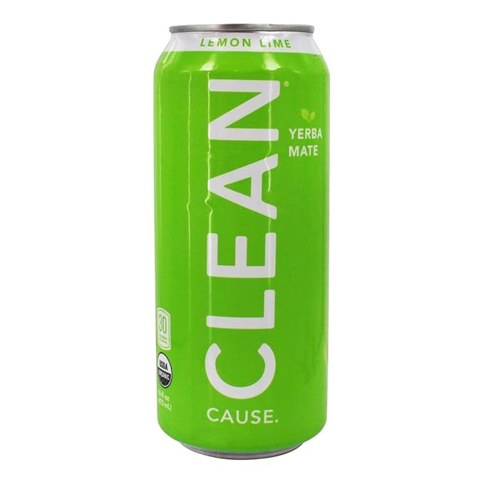 Clean Cause Sparkling Lemon Lime Yerba Mate - 16 Ounces (Case of 12)