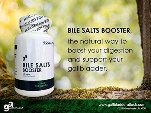 Bile Salts Booster | Supports Gallbladder/No Gallbladder | Ox Bile &amp Taurine Gallbladder Supplement | Gas &amp Bloating | Digestive Aid Especially fats | 180 Capsules - 110 mg
