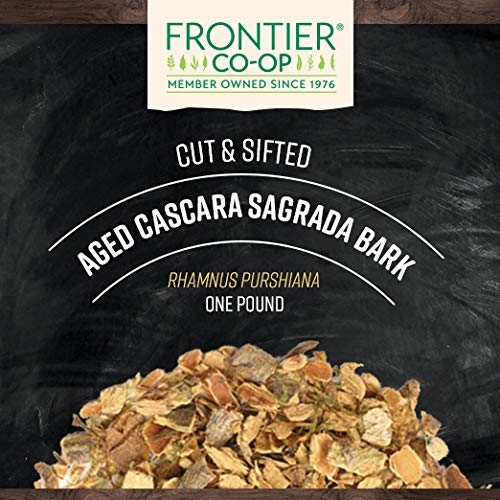 Frontier Co-op Cut and Sifted Wildcrafted Cascara Sagrada Bark 1lb - Aged Buckthorn Bark Bulk Wholesale Bag