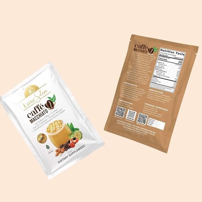 Luxe Slim Cafe Macchiato with Hydrolyzed Collagen &amp Glutathione 21g x 10 Sachets 0.74 Ounce (Pack of 10)