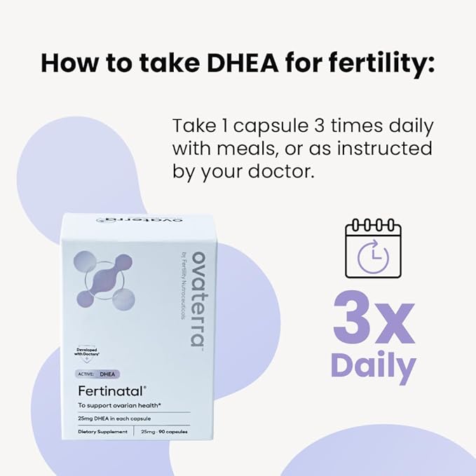 Micronized DHEA Female Natural Plant-Based Fertility Supplement 90-25mg Capsules - 28 Day Supply
