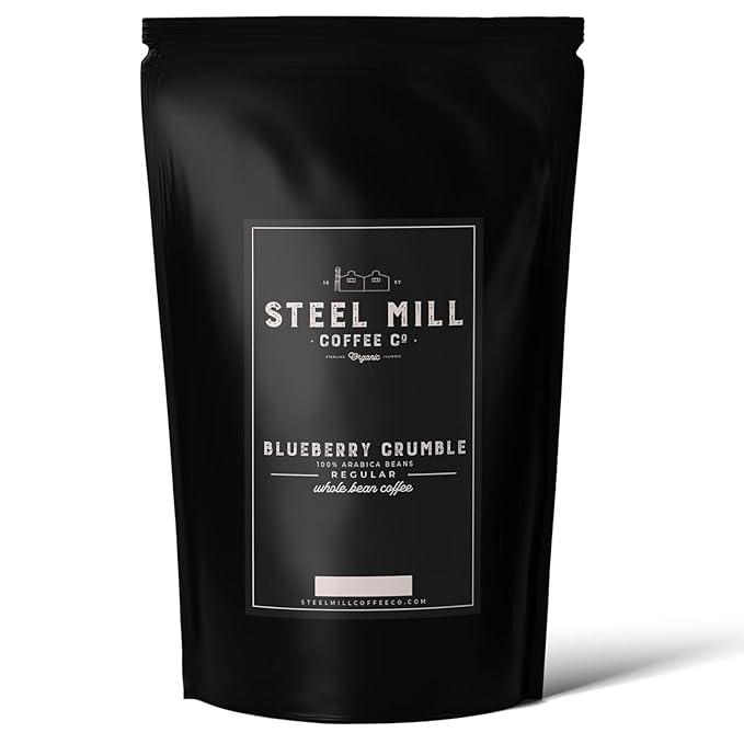 Steel Mill Coffee Co. Blueberry Crumble Flavored Coffee - Ground 2lb Medium Roast 100% Arabica Vegan Gluten-Free Sugar-Free