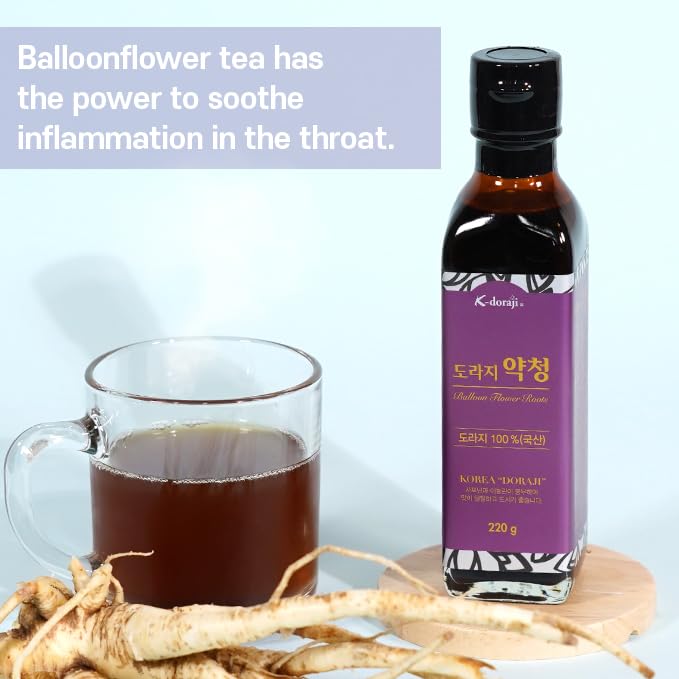 K-doraji Doraji Yackchung Premium Natural Tea Concentrate 220ml -100% Bellflower Root Extract Sore Throat Sugar Free Caffeine Free Artificial Chemicals Free