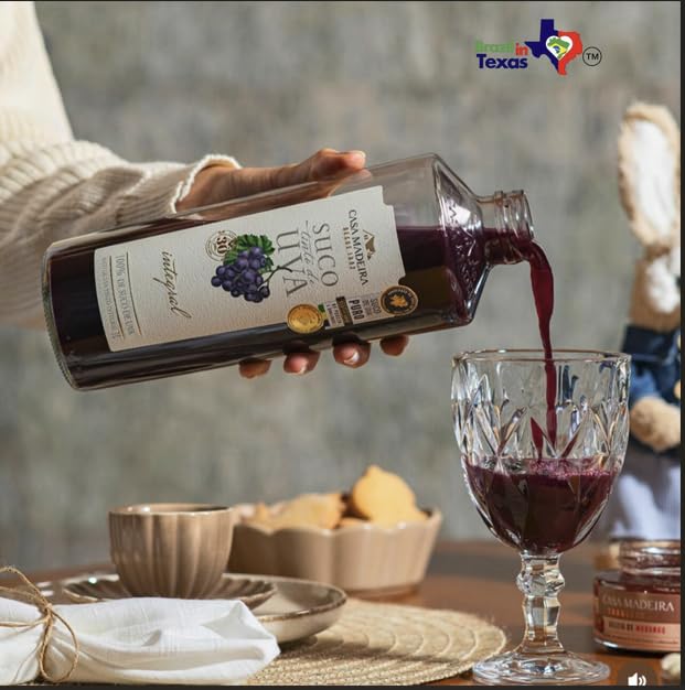 Suco Tinto de Uva Integral Brasileiro Casa Madeira 1L | Pack of 2x1L | 100% Brazilian Grape Juice