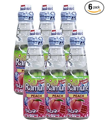 Sangaria Ramune 6.76 Fluid Ounce (Peach 6 Bottles)
