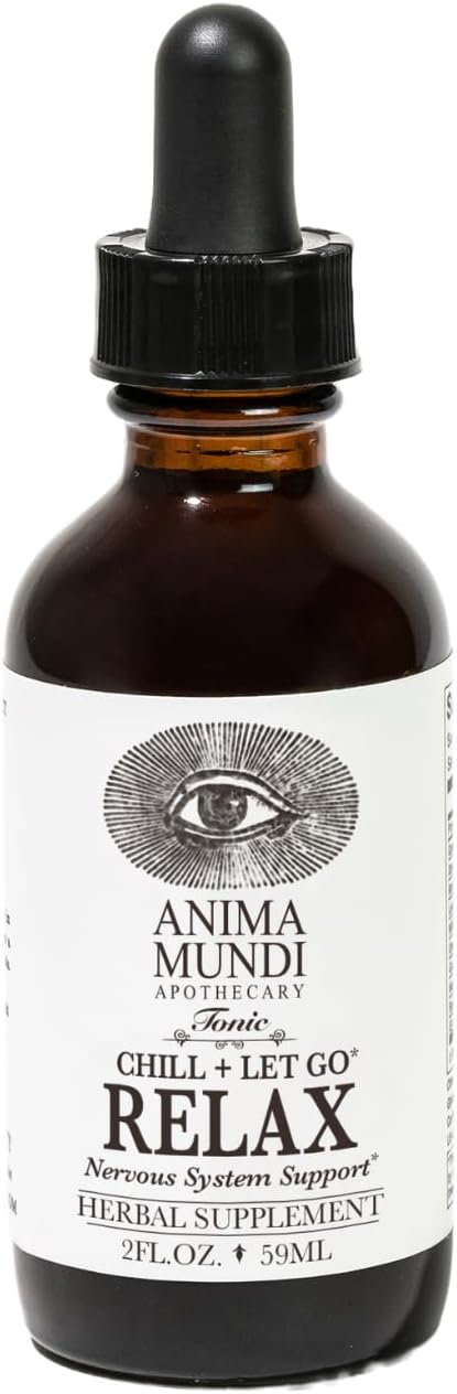 Anima Mundi Apothecary Relax Tonic Nervous System Support - Natural Calm Aid &amp Mood Enhancer - Achieve Stress Relief with Lemon Balm Passionflower Chamomile Ashwagandha Root &amp Lavender (2 f