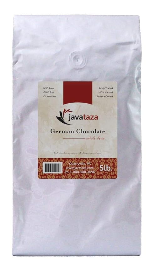 German Chocolate Whole Bean Coffee 5lb. - Fairly Traded Naturally Shade Grown