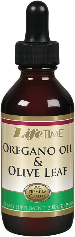 LIFETIME Organic Oregano Oil and Olive Leaf Drops - Seasonal Wellness Support Herbal Liquid Supplement for Men &amp Women 600mg per Serving Made in The USA - 2 fl oz
