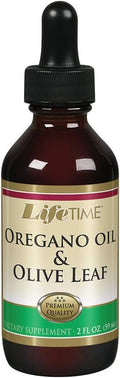 LIFETIME Organic Oregano Oil and Olive Leaf Drops - Seasonal Wellness Support Herbal Liquid Supplement for Men &amp Women 600mg per Serving Made in The USA - 2 fl oz