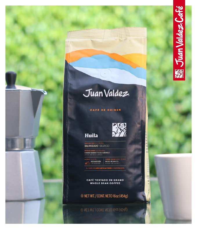 Juan Valdez Huila Whole Bean Coffee | 100% Colombian Coffee | Single Origin with Notes of Ripe Orange &amp Caramel | 16 oz / 454 gr