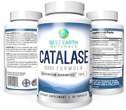 Best Earth Naturals Six Pack of Catalase 10000 Formula Enzyme Supplement with Saw Palmetto Biotin Fo-Ti PABA - Hair Supplements for Strong Hair - 360 Capsules (180-day Supply)
