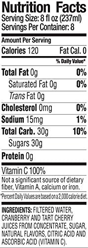 Langers Cranberry Tart Cherry Juice Cocktail 64 Fluid Ounce (Pack of 8)