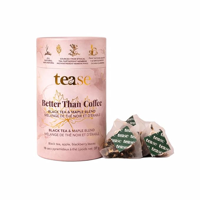 Tease Tea Organic Black Tea - Better Than Coffee Herbal Tea Redefine Your Mornings Organic Black Loose Leaf Herbal Tea Made with Apple Blackberry Leaves for a Perfect Daily Boost