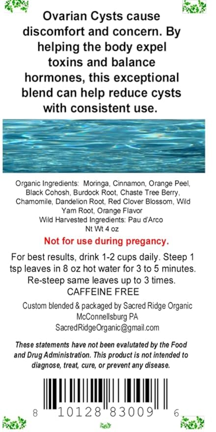 Cyst Resist Organic Herbal Tea Blend for Ovarian Cysts &amp PCOS Support Caffeine-Free Natural Hormone Balance 4 oz