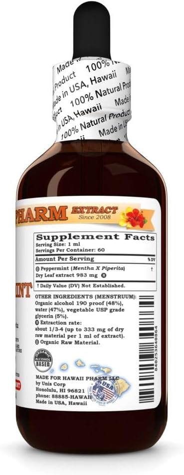 Peppermint (Mentha X Piperita) Dry Leaf Tincture All Natural Vegan Pure Liquid Extract - 2 fl.oz