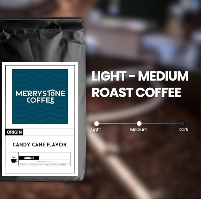 Merrystone Candy Cane Flavored Coffee Medium Roast Roasted to Order 5 Lb Whole Bean