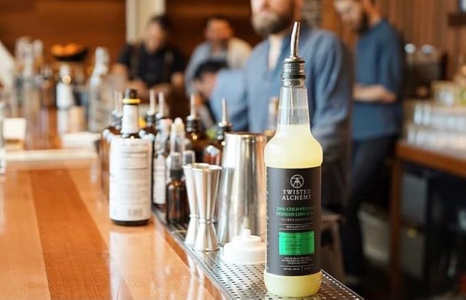 Twisted Alchemy Cold Pressed Fresh Juice For Craft Cocktails - All Natural Hand Squeezed Juice Cocktail Mixer - (Lemon/Lime 25 Oz Bottle 2 Bottle Set) - No Sugar Added Preservative Free Ships Col