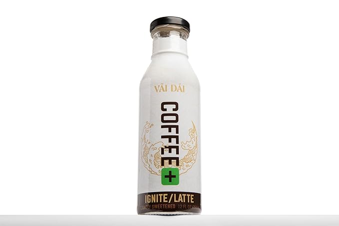 Vai Dai Coffee Latte 4-pack 12 Fl Oz - Lightly Sweetened Ready-to-Drink Functional Adaptogens &amp Nootropics for Energy Focus &amp Mental Clarity with Lion’s Mane Ashwagandha Mushrooms &amp