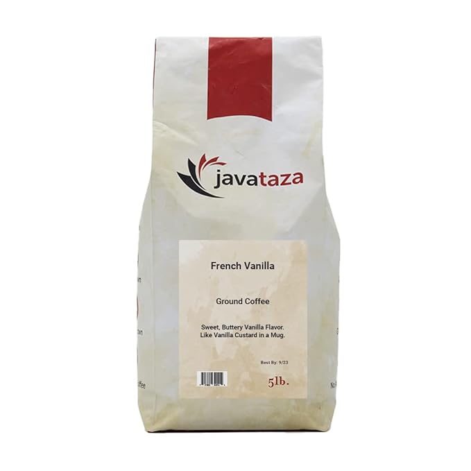 French Vanilla Whole Bean Coffee 5lb. - Fairly Traded Naturally Shade Grown (Ground)