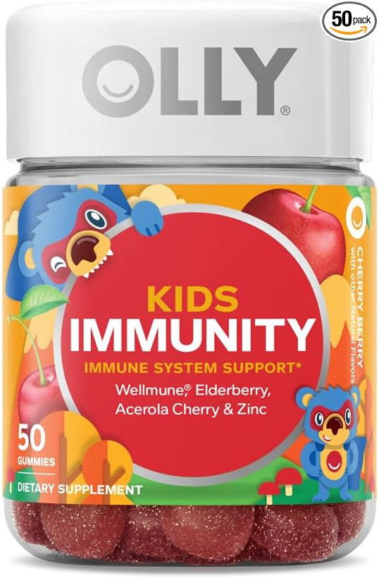 OLLY Kids Sleep &amp Immunity Gummy Melatonin Wellmune Elderberry 50 Count