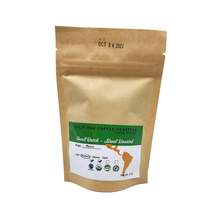 Split Oak Coffee Gift Set - 4 Medium Roast Coffees whole beans varieties: Peru Brazil Guatemala Ethiopia and 4 Assorted Delicious Chocolate Squares