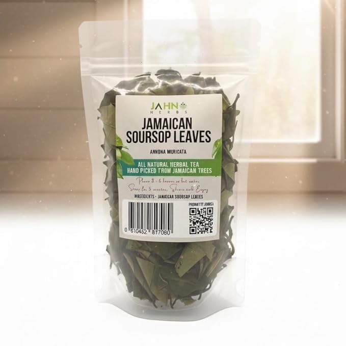 Jamaican Soursop Leaves (Annona muricata) 1 oz Organic Dried Guanabana Graviola Loose Leaf Tea Origin: Jamaica