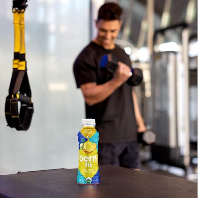 Berri Fit Hydration - Organic Tropical Fruit Flavor Natural Sports Drink - Plant-Based Electrolyte Beverage – Low Calorie Paleo Coconut Water Solution 16oz 12ct…