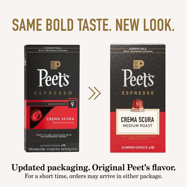 Peet's Coffee Medium Roast Espresso Capsules Variety Pack Compatible with Nespresso Original Machine 100% Arabica Coffee - Intensity 8-9 40 Count (4 Boxes of 10 Espresso Capsules)