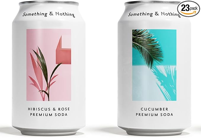 Something &amp Nothing Rose &amp Hibiscus + Cucumber Flavoured Sparkling Water - 2 x 12 Multipack | Lightly Carbonated Full Flavoured with Added Grape &amp Lemon Juice | Vegan &amp Low Calorie |