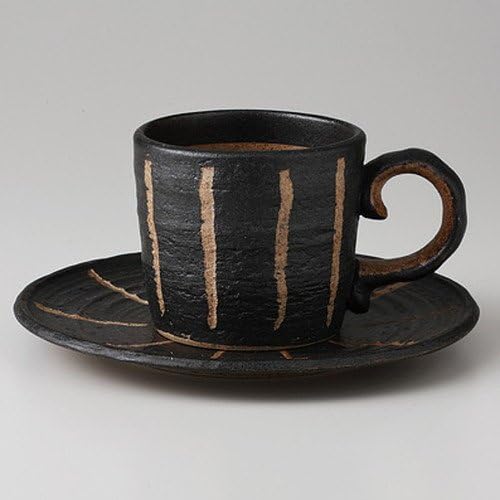 せともの本舗 Carved Black Coffee C/S 6.1 fl oz (180 cc) 12.8 oz (350 g) Japanese Style Coffee C/S For Cafes Restaurants Inns Japanese Tableware Restaurants Commercial Use For Guests